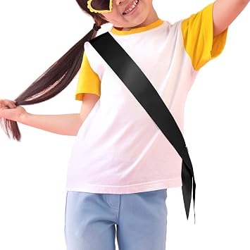 5 pcs Plain Sash for Chidren Blank Satin Sash DIY Sash 3.15" Wide x 27.56" Long from Shoulder to Hip Black