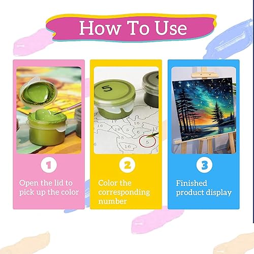 Vista 125 de xackcme Pintura de montaña por números para adultos, pintura de paisaje por número sobre lienzo sin marco, pintura al óleo de paisaje lunar