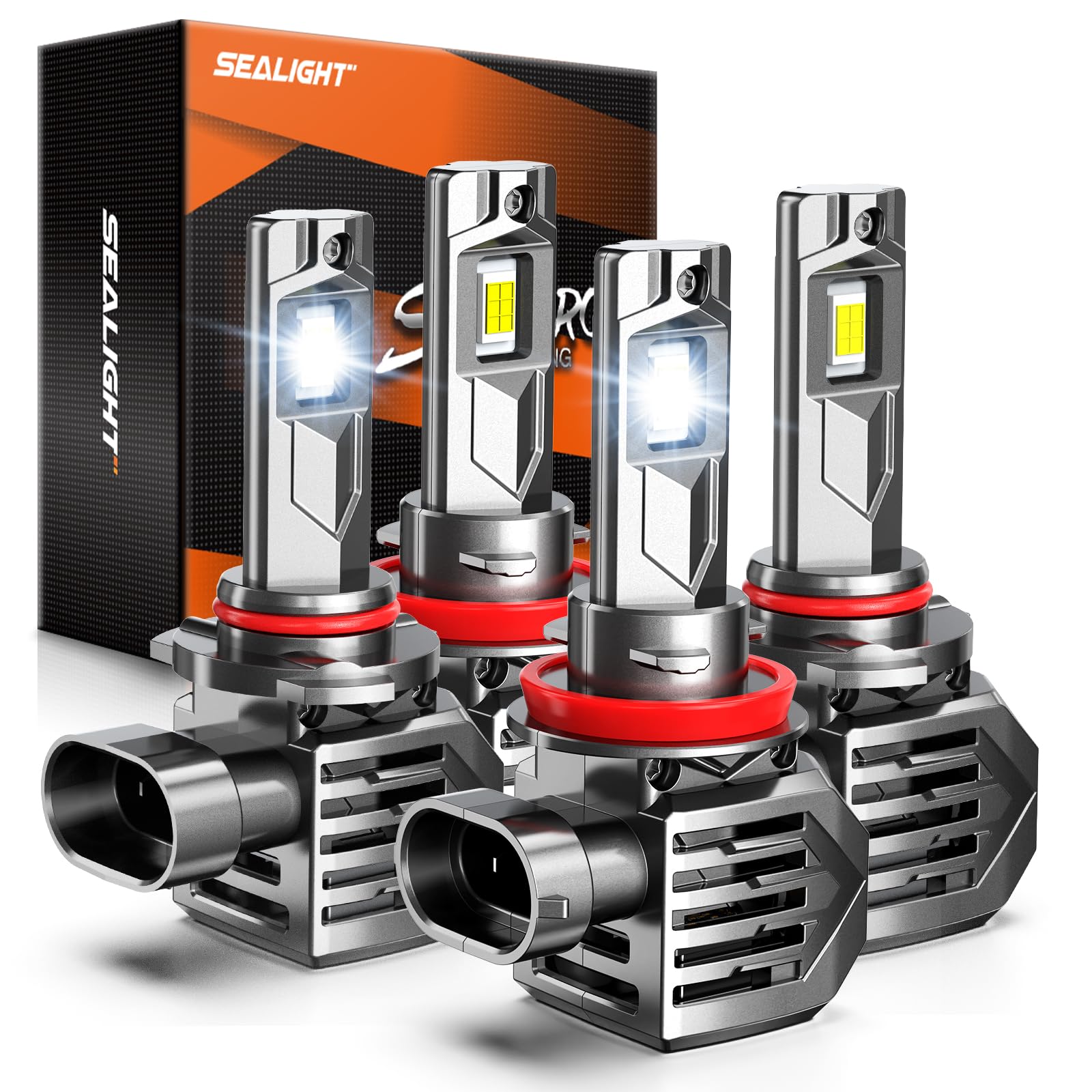 SEALIGHT 9005/HB3 H11/H8/H9 Fog Lamps or DRL 150,000LM 9×Brightness High Power for ATVs & Powersports, 2026 Version, S7S Series Wireless 9005 H11 Fog Lamps Water Proof 10 Years Lifespan- Pack of 4