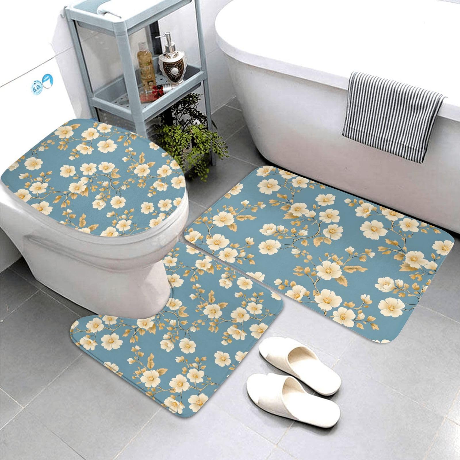 Tapis de salle de bain absorbant et antidérapant lavable lot de 3