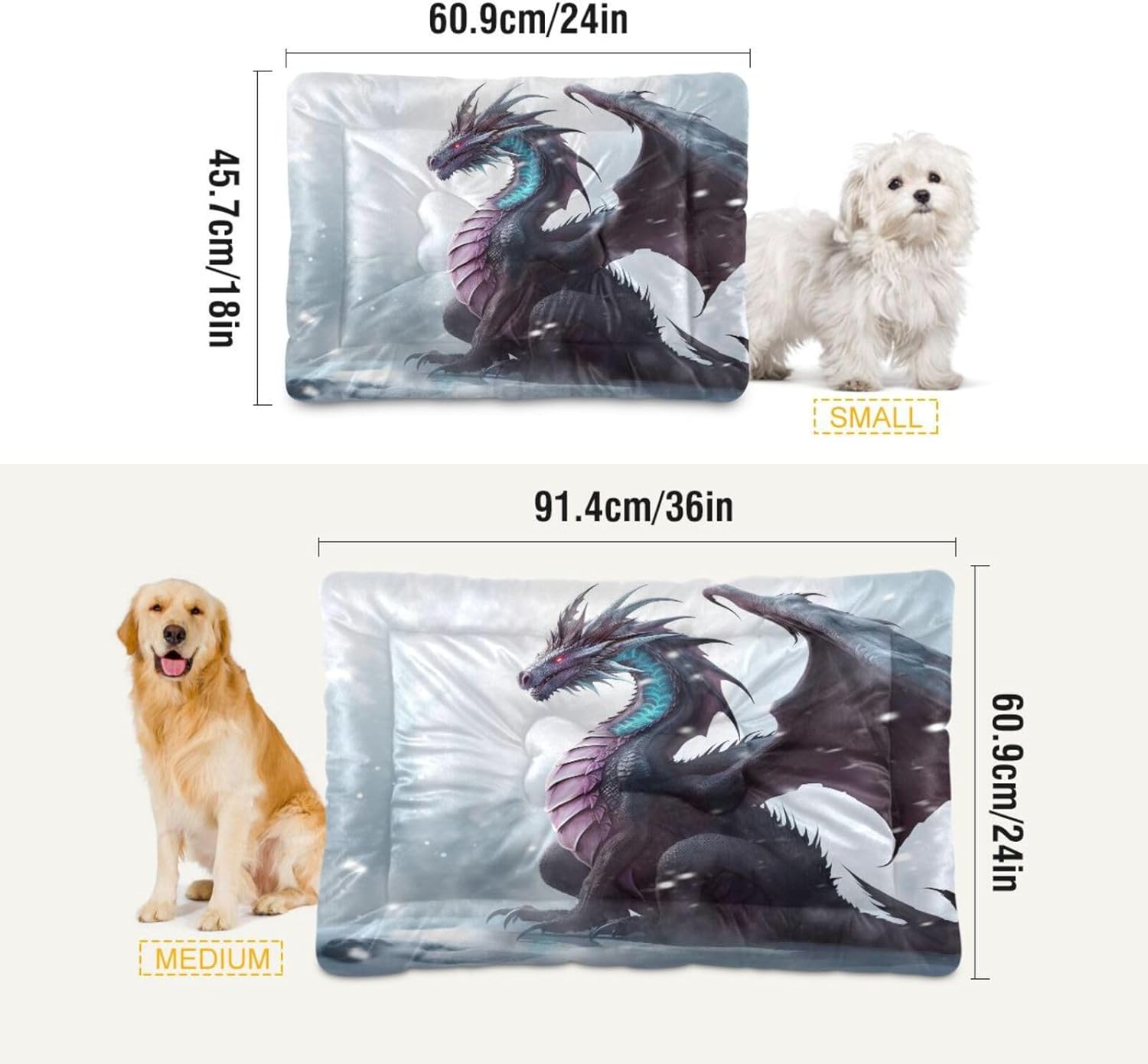 review Black Dragons Dog Cat Bed for Small Medium Large Dogs Machine Washable Dog Kennel Pad Anti-Slip Dog Crate Beds Mat for Outdoor Indoor Cat House Sleeping Pet,18 x 24 Inch