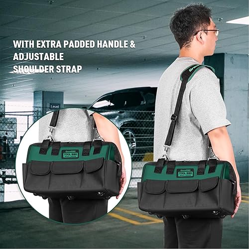 Miniatura 6 de GREN PRO - Bolsa de herramientas de 18 pulgadas con correa de hombro ajustable, bolsas de herramientas de boca ancha, organizador de bolsas de