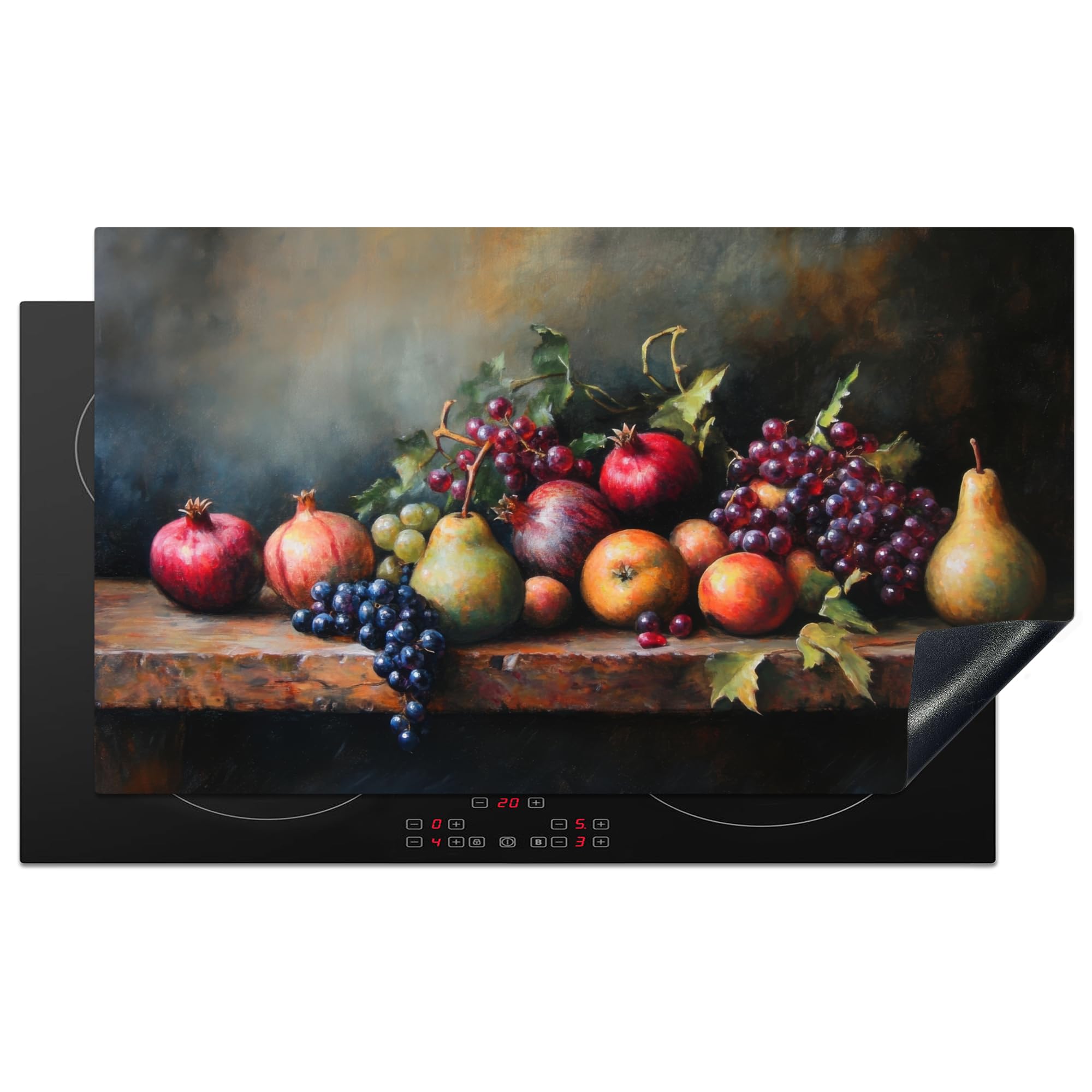 KitchenYeah© Induction Hob Cover Protector Mat 20.8"x36" / 91.6x52.7 cm Kitchen Universal Ceramic Covers for Electric Cookers Vinyl Rustic - Still Life - Fruit