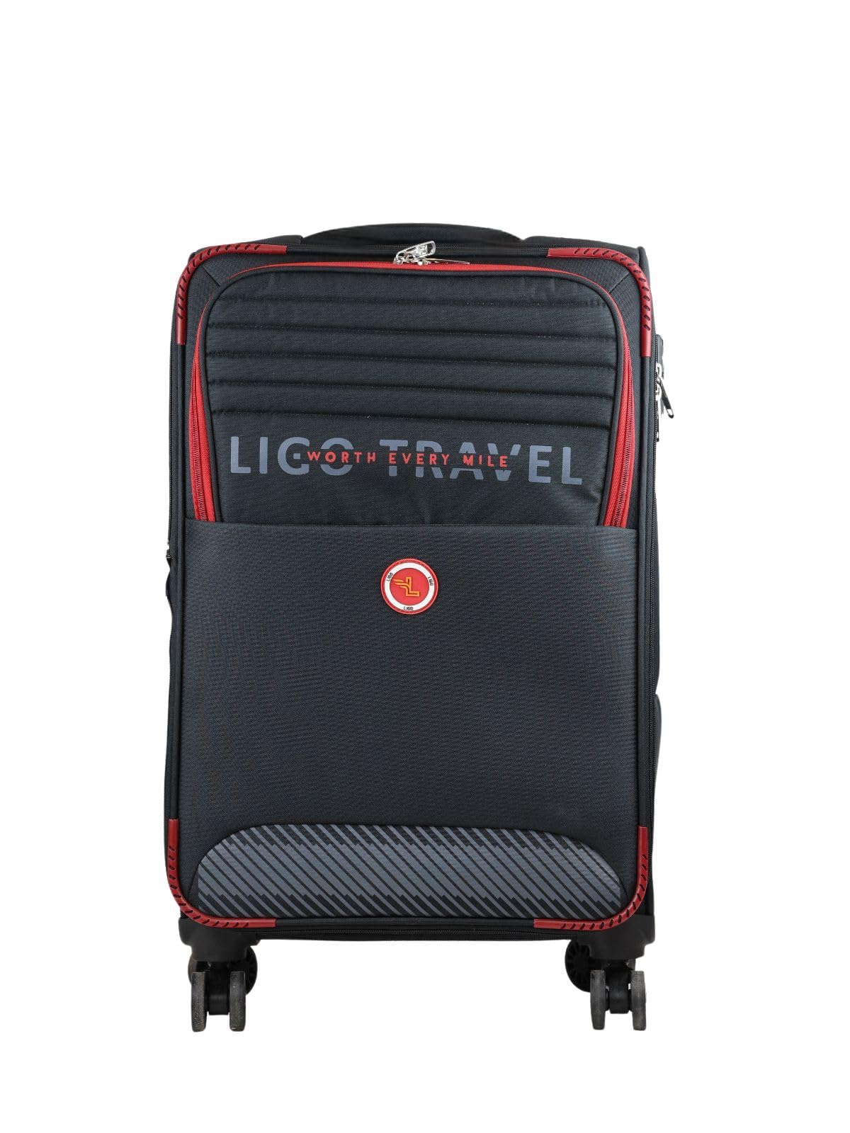 Ligobags Polyester 8 Wheels 360 Degree Wall Street Soft-Sided Small Cabin Luggage Black Laptop Roller Case-image-41