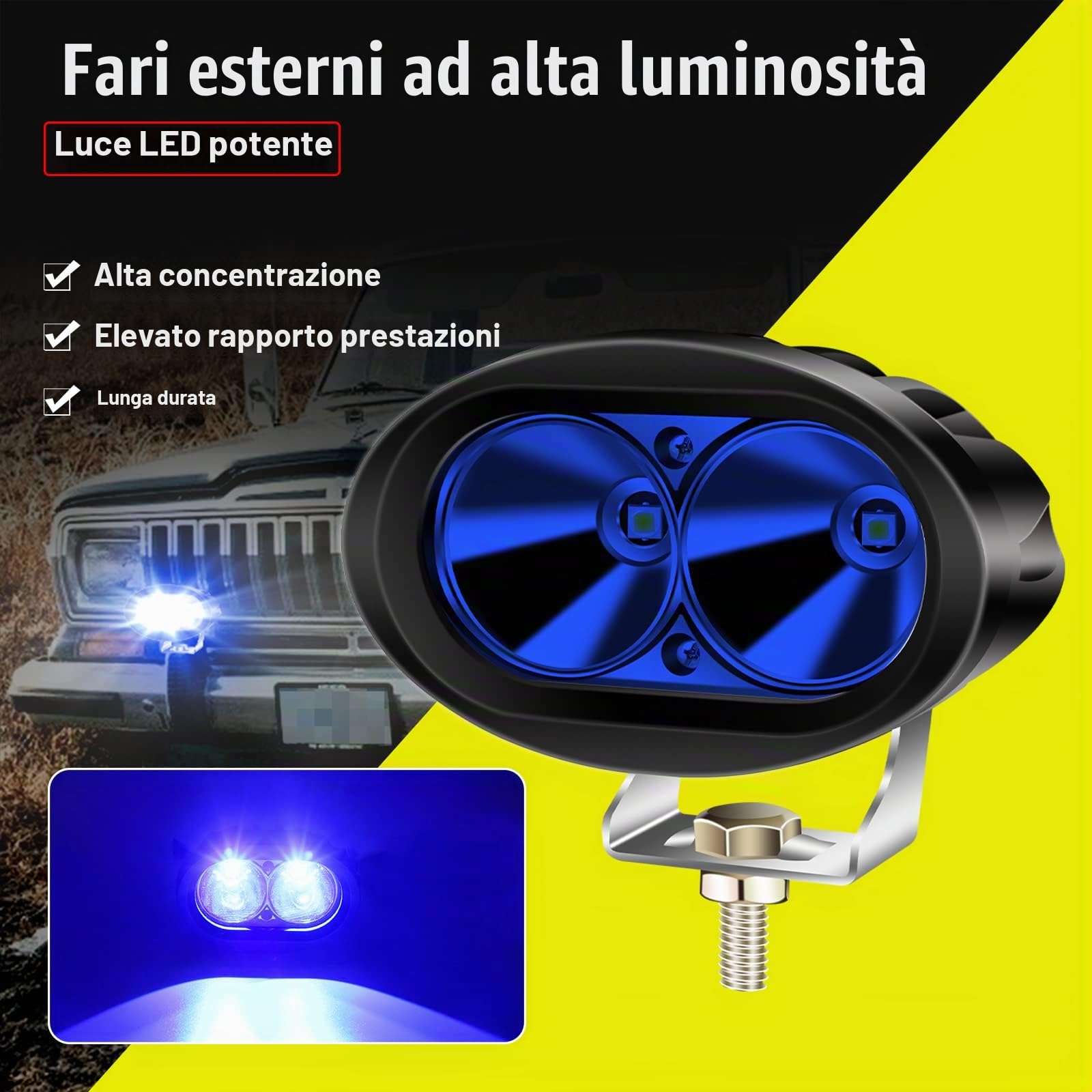 Biqing Luce Blu del Carrello Elevatore del LED,Luci da Lavoro per Carrelli Elevatori 20W Faretti LED Moto Supplementari 12V 24V per Carrello Elevatore Moto Fuoristrada,2pcs