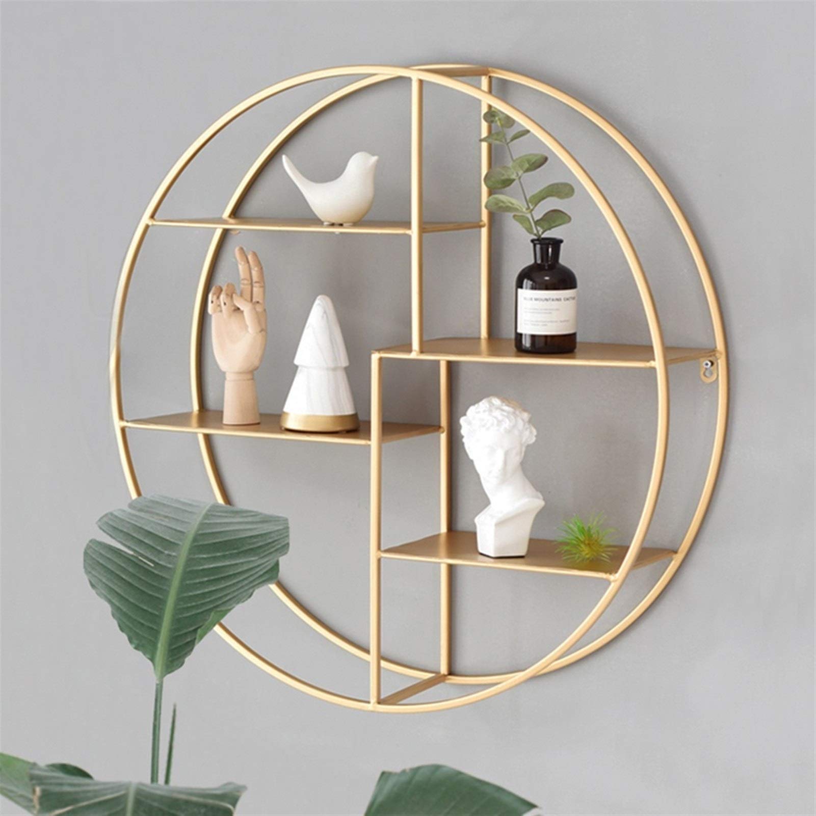Moderna mensola sospesa rotonda in metallo a forma di cubo, pensile per decorare la casa, trofeo, esporre foto e altro ancora, soluzione elegante (60 x 15 x 60 cm)