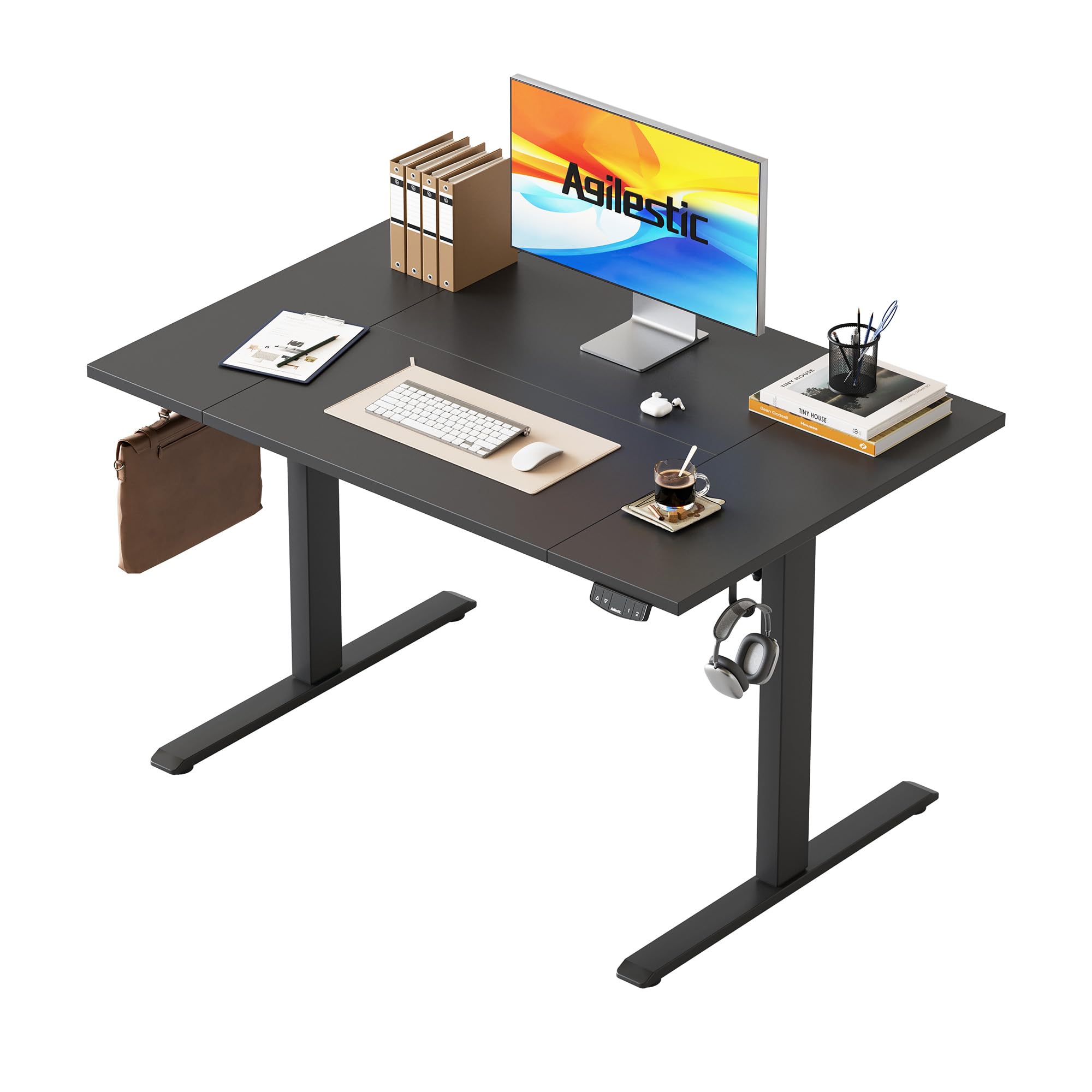Agilestic Height-Adjustable Electric Desk, 120x80 cm Sit-Stand Office Desk, Computer Desk with Memory Function, Standing Desk, Gaming Desk, Black