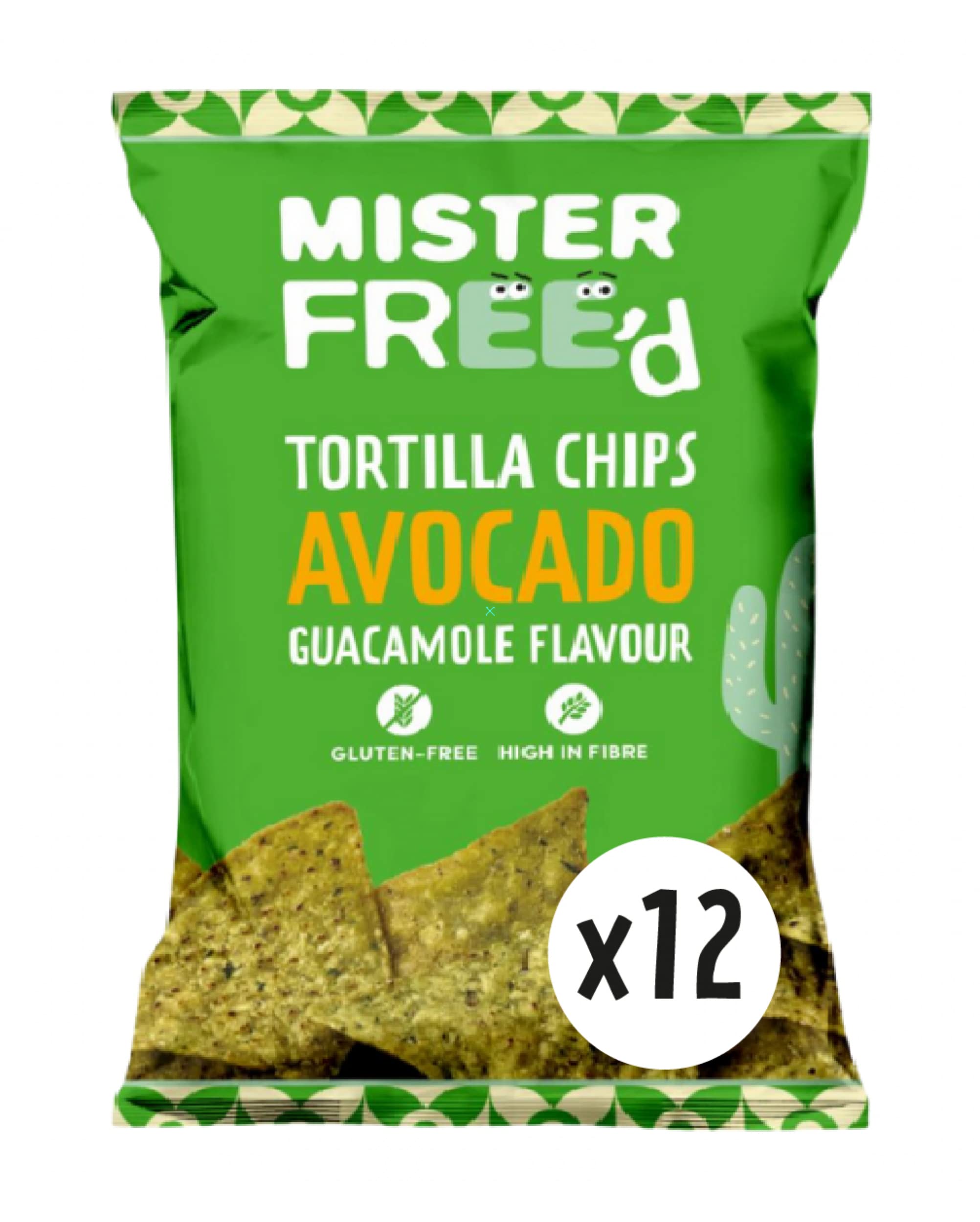 Mister Free'd Avacado ręcznie robione chipsy tortilli - idealne do zanurzania - na bazie roślin - bezglutenowe i nie zawiera nabiału - wysoka w błonniku - wegańskie (12 sztuk)