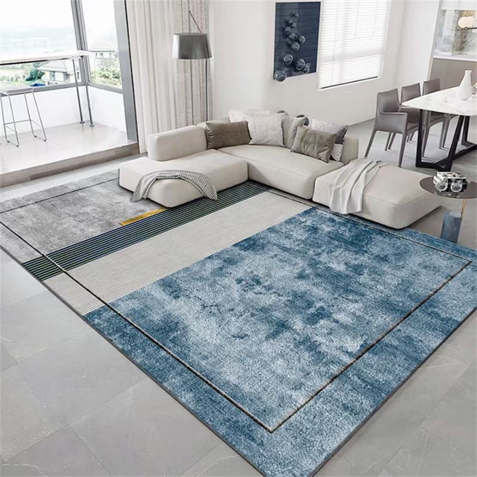 Alfombra suave simple azul gris de 100x200cm antideslizante para evitar caídas