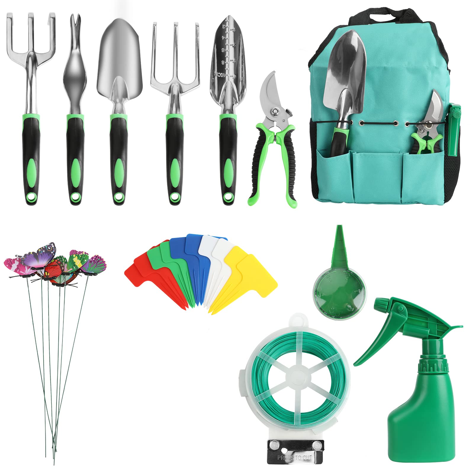 Welltop Gartengeräte-Set, 13-teiliges Garten-Handwerkzeug-Set aus Aluminium, robuste Gartengeräte, inklusive Kelle, Umpflanzer, Gartengeschenke usw., Gartengeschenke für Männer und Frauen