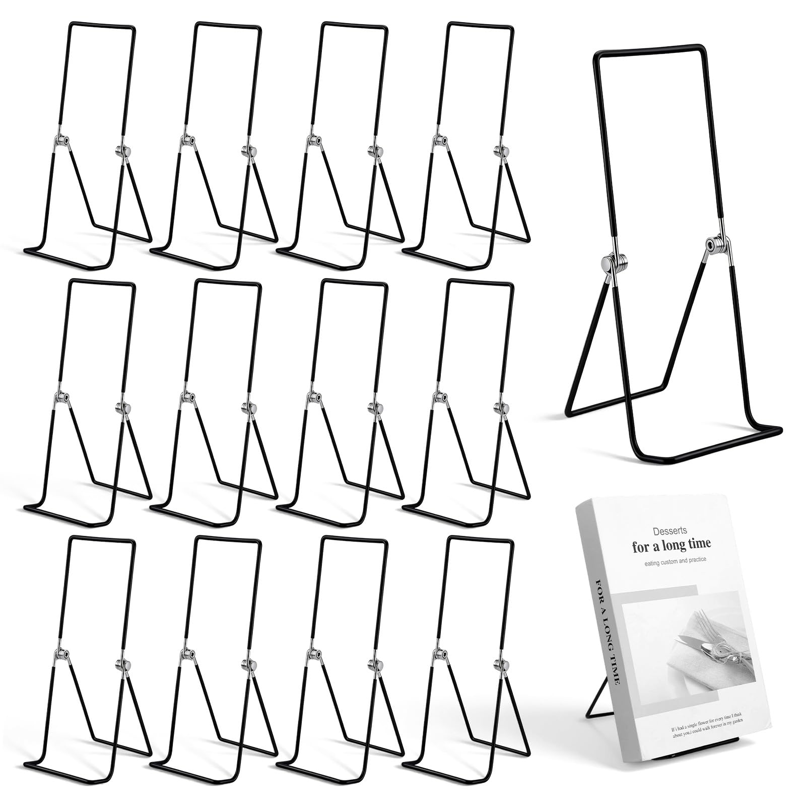 Photo 1 of 12 Pack Large Metal Book Stand, 9.2 Inch Adjustable Display Holder Easel Collector Stand for Home Office Books Magazine Frames Comic Plates Album CD