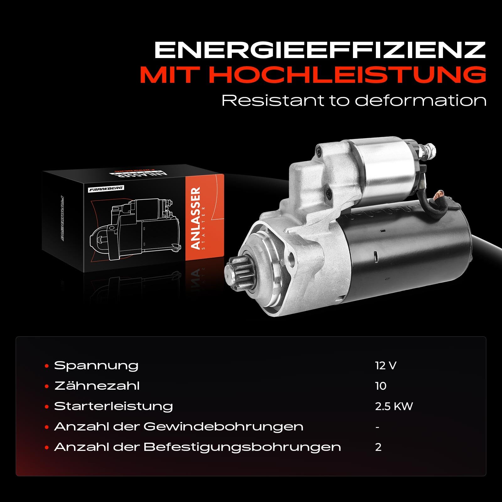 Frankberg Motor de arranque 25 kW 12 V 10 dientes 0001125057 | Compatible con: C.a.y.e.n.n.e 9PA