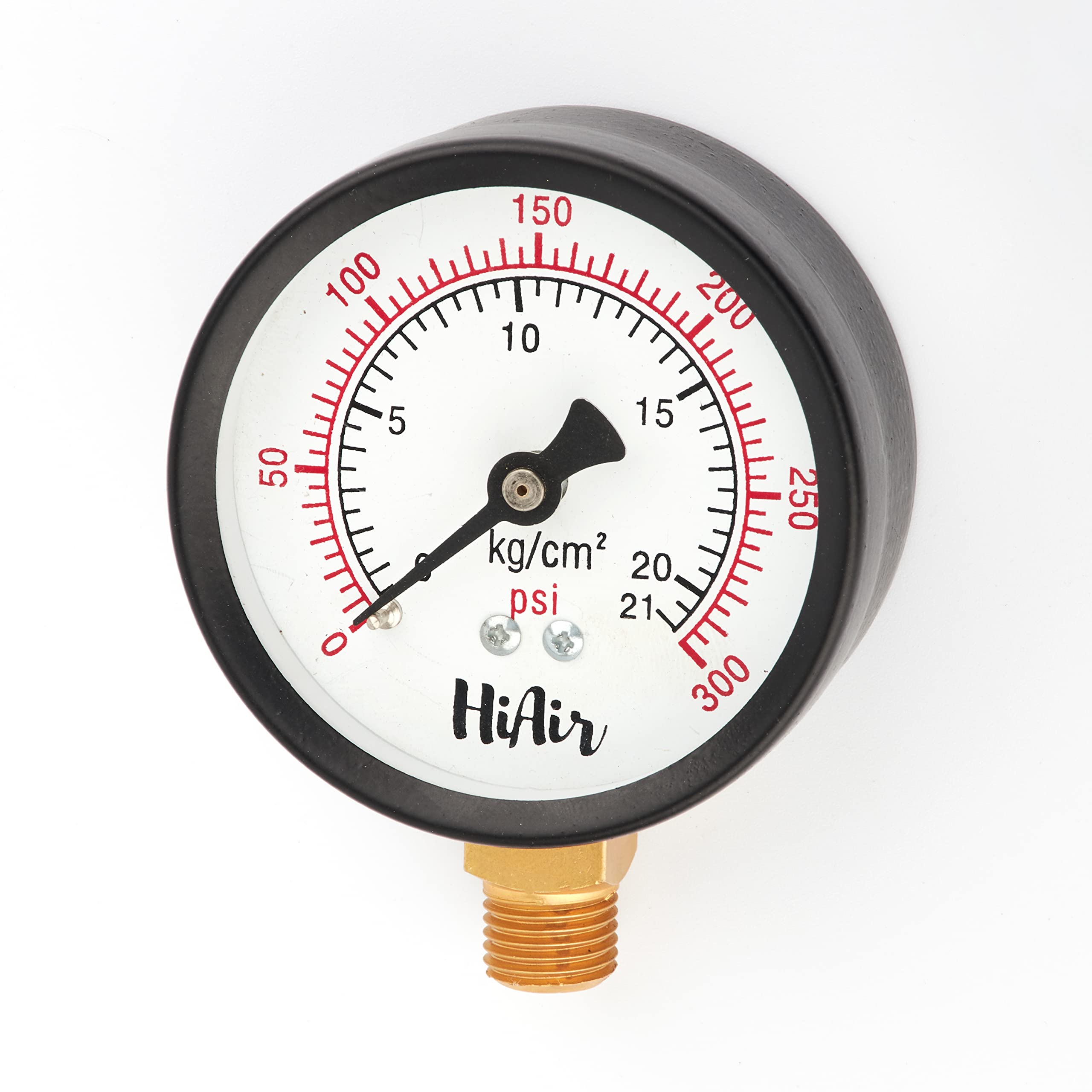 HiAir Pressure Gauge 63mm (2.5inch) Dial Size, 1/4BSP Male Connection, DM(Direct Mounting) Bottom Entry (21kg (300psi))