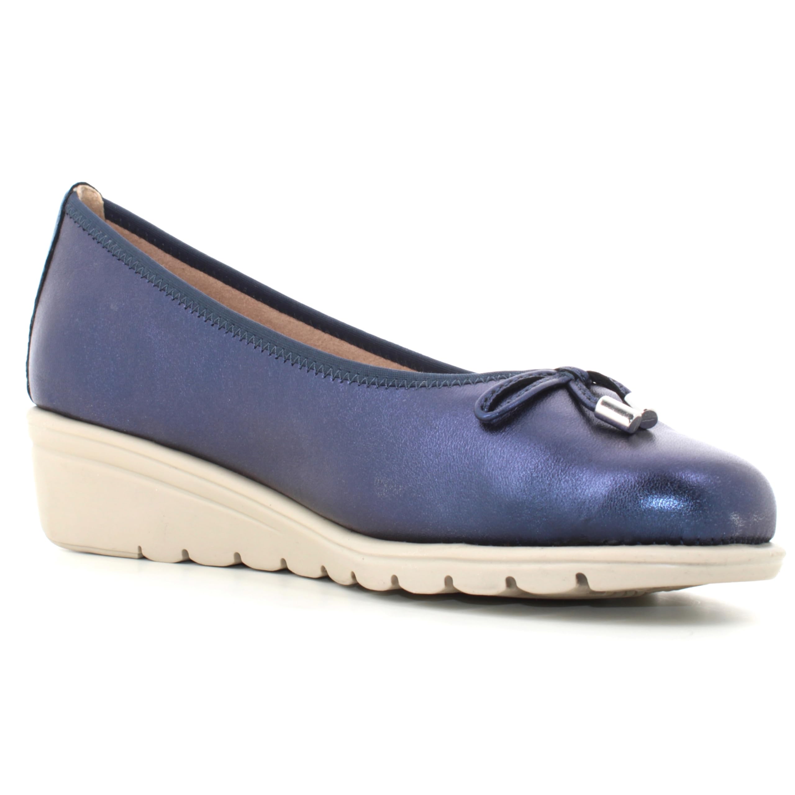 Valleverde VS10330 Nappa Platino Ballerine con Zeppa per Donna in Pelle