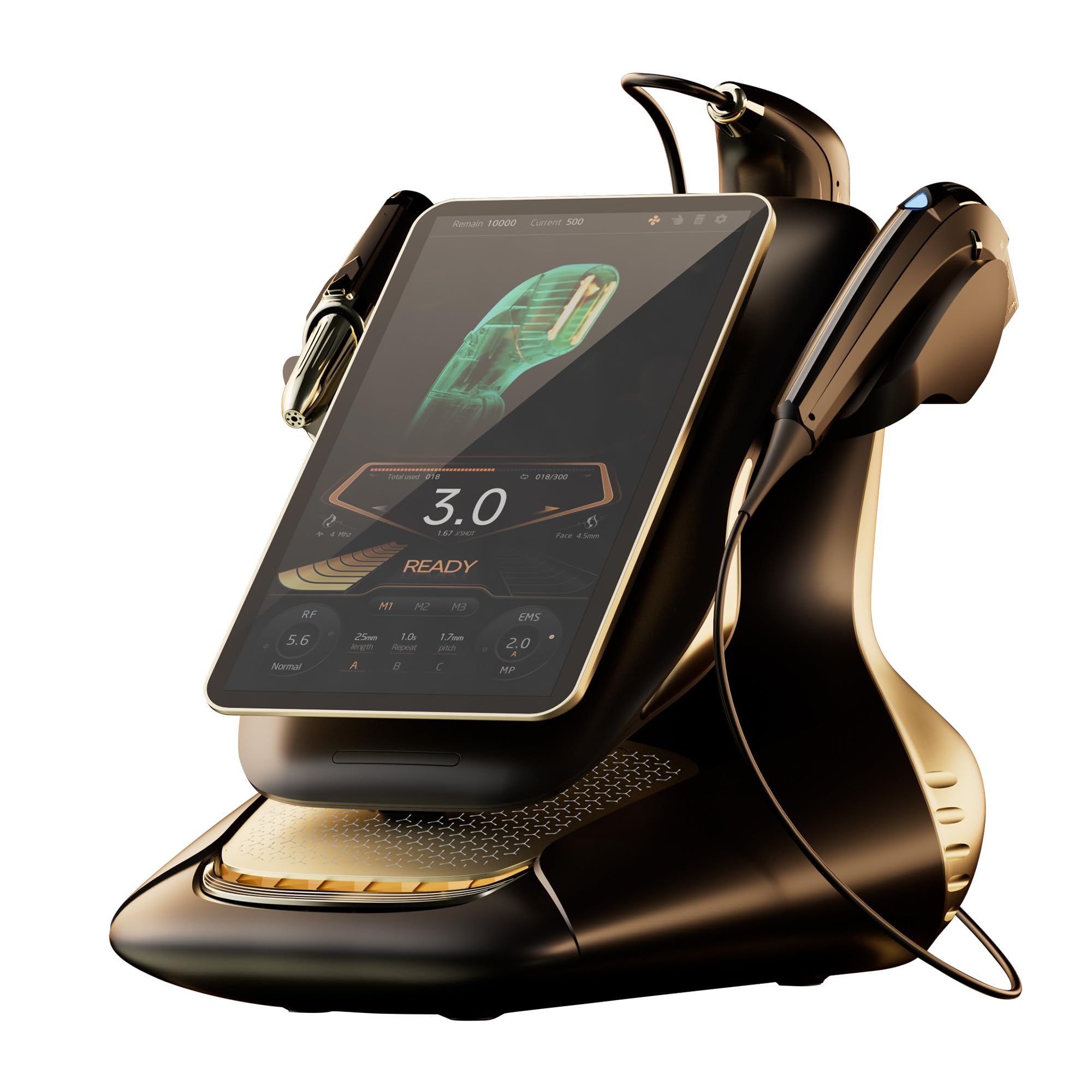 3-in-1 Anti-Aging-Gerät mit RF, EMS und Ultraschall, Faltenentfernung, Hautstraffung und Anti-Schwellungen, 15,1-Zoll-HD-Touchscreen