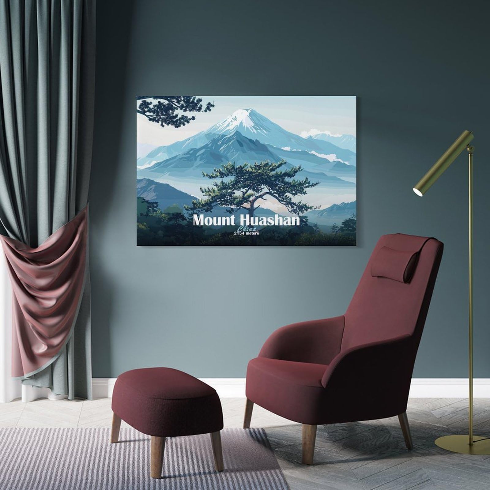 Junmoney Mount Huashan, China Wall Decor Canvas Print, 12x18inch(30x45cm), for Living Room, Bedroom, Office Or Hallway, Stylish Home Artwork for Focal Walls