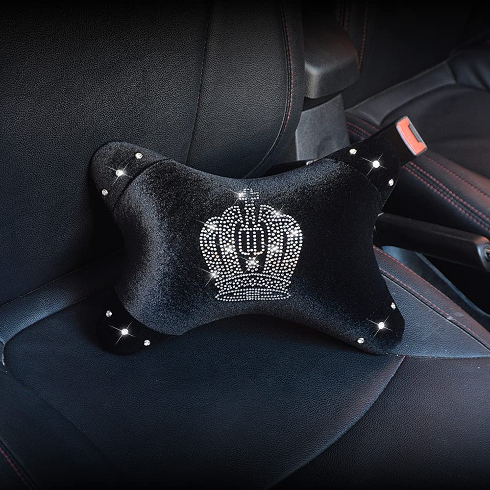 Carshaping New Car Pillow, Diamond Crown Headrest Pillow Waist Pillow Lumbar Support Pillow (1pc headrest Pillow)