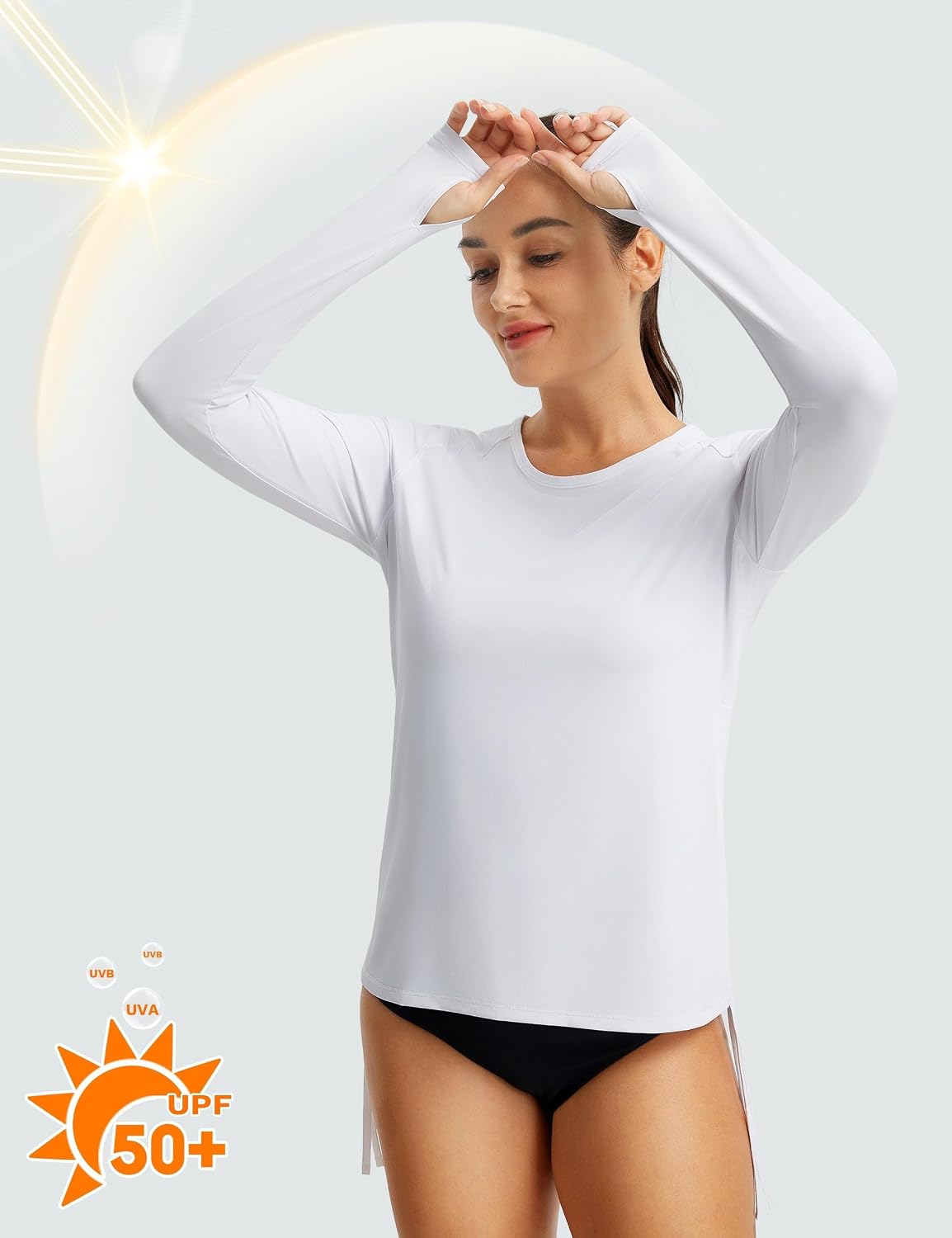 FitsT4 Sports Women's Rash Guard Shirts UPF 50+ Long Sleeve Swim Shirt UV Sun Protection Swimsuits Bathing Suit Top