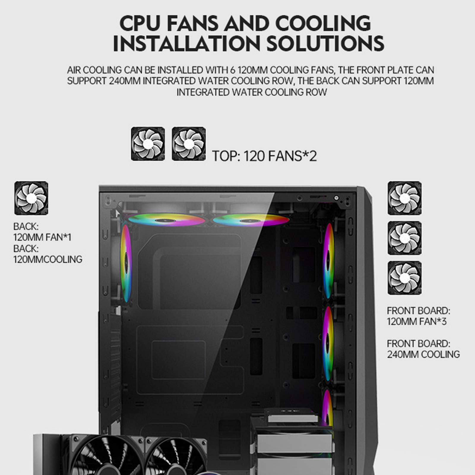 Caso Computer Case ATX Mid Tower PC Gaming - Porta USB Anteriore - Quick-Release Vetro temperato Pannello Laterale - Sistema di Gestione dei Cavi - Water-Cooling Ready - Nero/Bianco,Nero