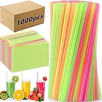 Vista 1 de Eaasty 1000 popotes desechables de plástico a granel, 0.24 pulgadas de diámetro y 7.87 pulgadas de largo de plástico desechables para beber