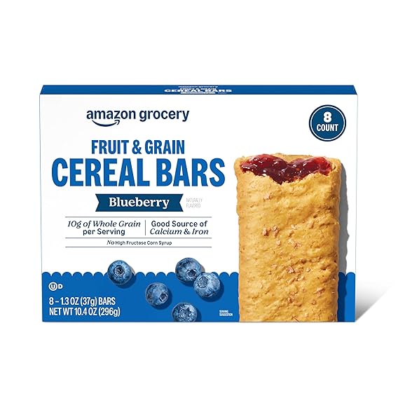 Amazon Grocery, Blueberry Fruit & Grain Cereal Bars, 1.3 Oz, 8 Ct (Previously Fresh Brand, Packaging May Vary) Amazon Grocery, Blueberry Fruit & Grain Cereal Bars, 1.3 Oz, 8 Ct (Previously Fresh Brand, Packaging May Vary)