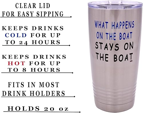 Miniatura 2 de Rogue River Tactical Taza de viaje grande y divertida de pesca de 20 onzas con tapa What Happens on the Boat Stays on the Boat Fishing Gift Fish