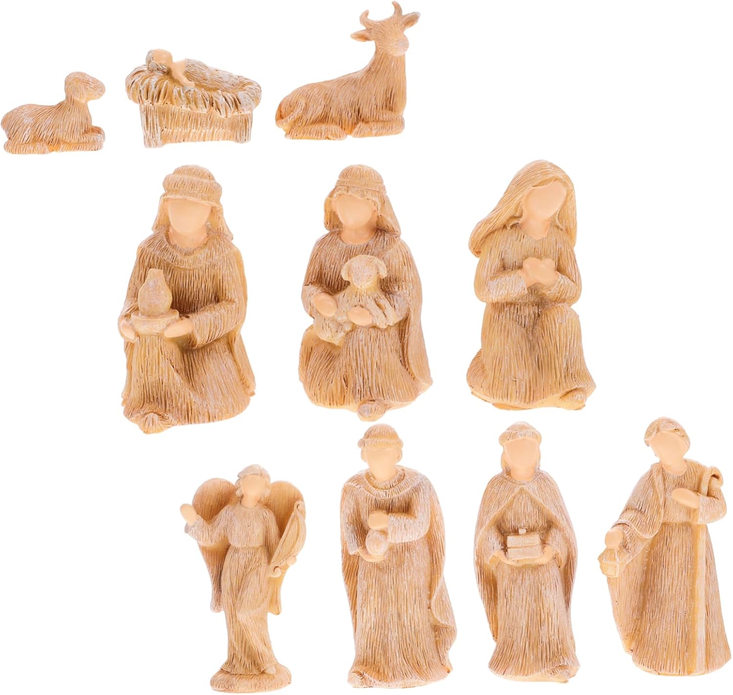 Outanaya 1set Resin Nativity Set Jesus Birth Sculptures for Christmas Decorations Lifelike Ornaments for Home Office and Religious Spaces