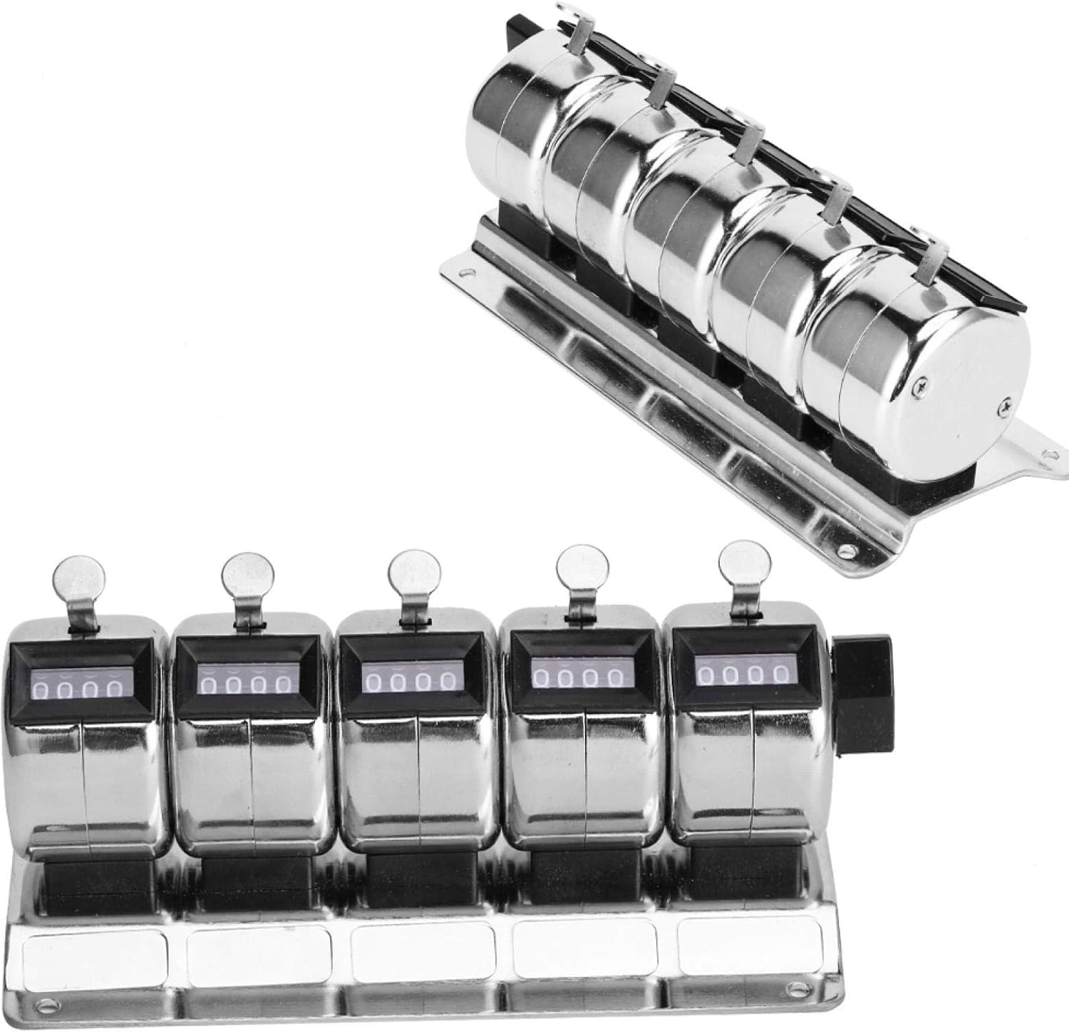 Metal Hand Tally Counter Handheld Mechanical Number Click Counters Manual Counter 4Digit 5 Units Stainless Steel Tally Number of People At Airport/Terminal Order/Factory Statistics