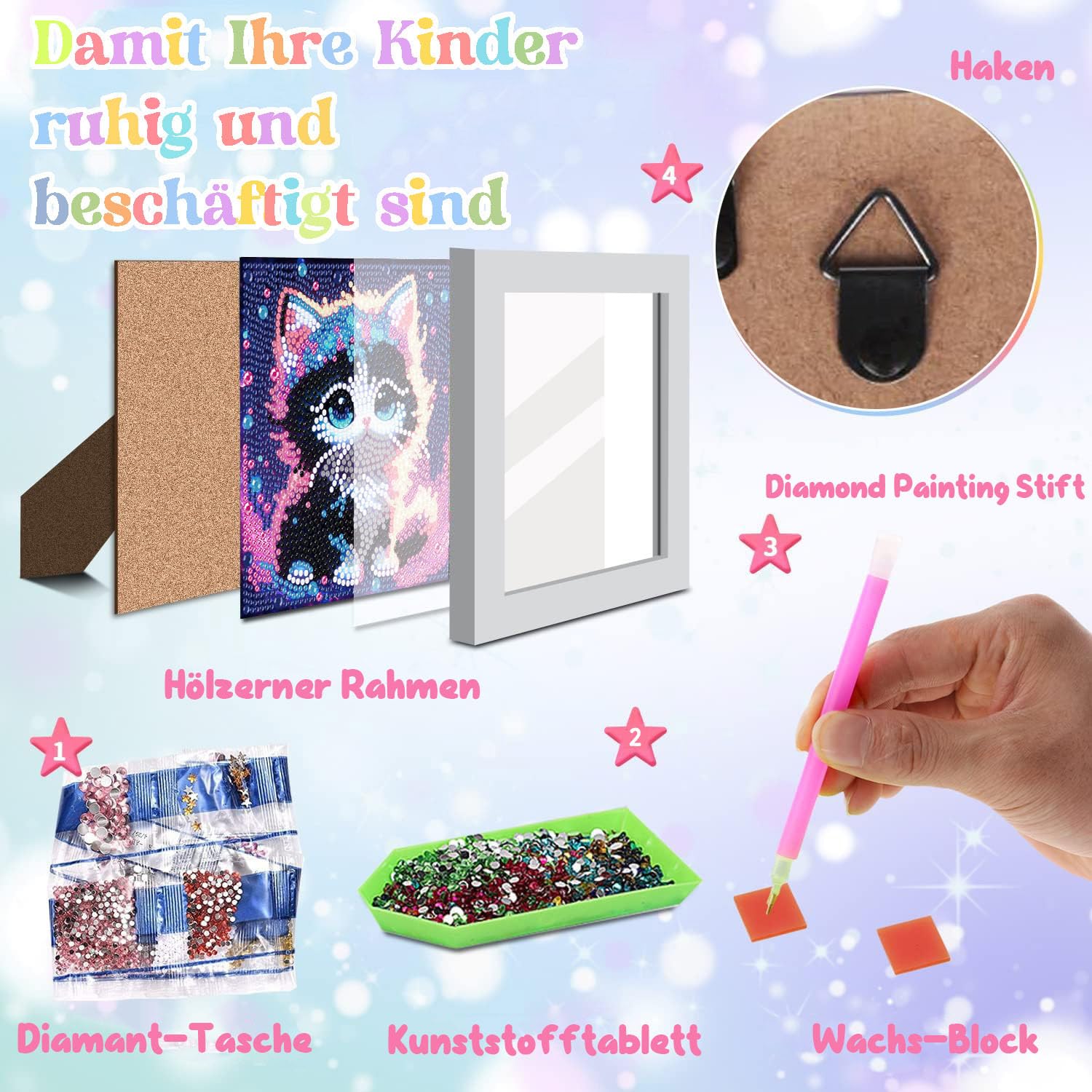 Kit De Peinture Diamant Pour Enfants Avec Cadre, Motif Tortue 5D, Loisirs Créatifs, Cadeaux Pour Enfants