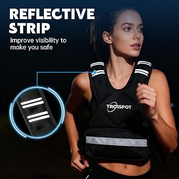 Weighted Vest, 11-20LB Weight Vest with Reflective Stripe, Body Weight Vest with Back Mesh Pocket for For Women & Men, Home Gym & Outdoor Strength Training
