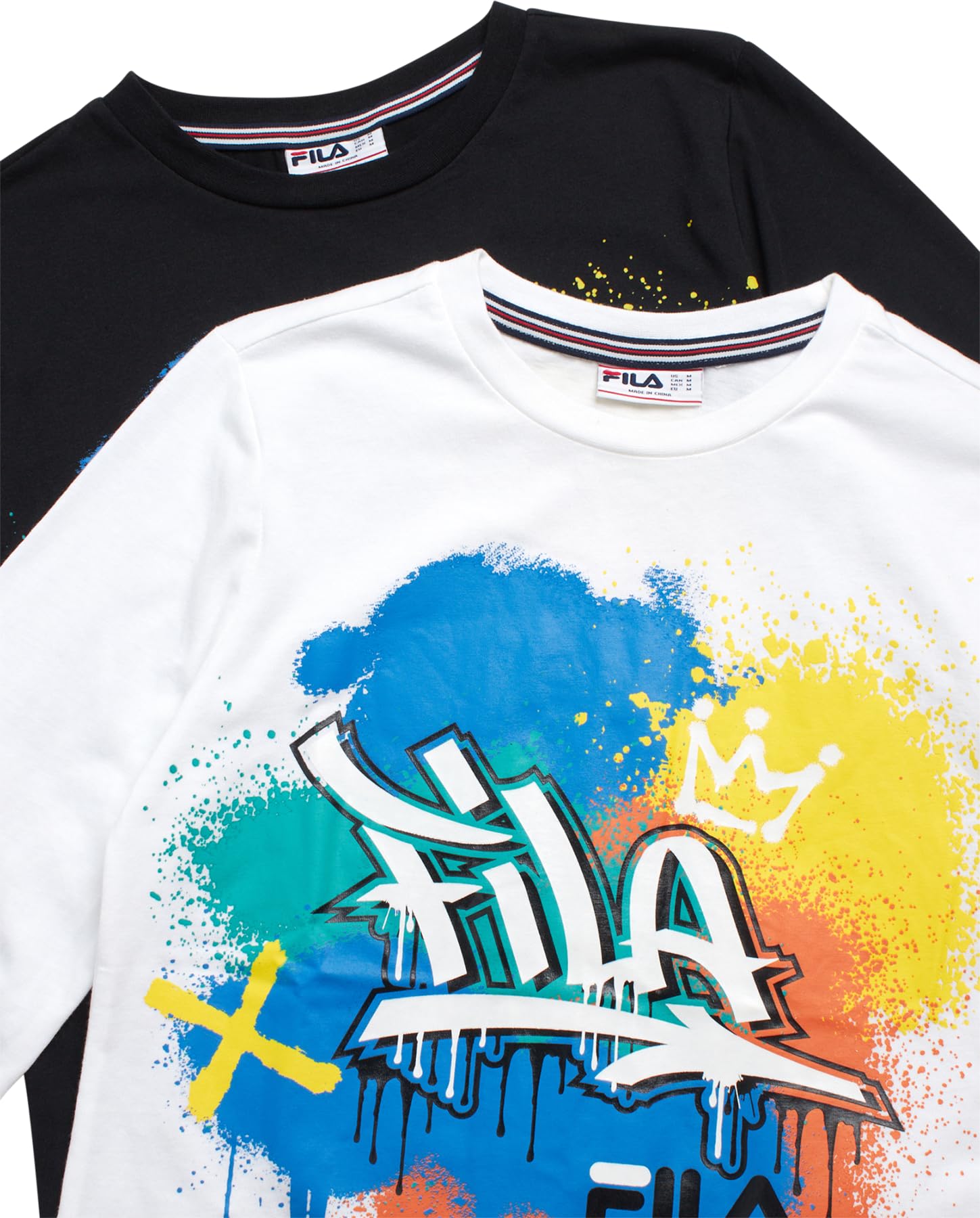 Fila Camicie a maniche lunghe per ragazzi, confezione da 2 magliette casual a maniche lunghe, girocollo con grafica per ragazzi con polsini a costine (8-20)