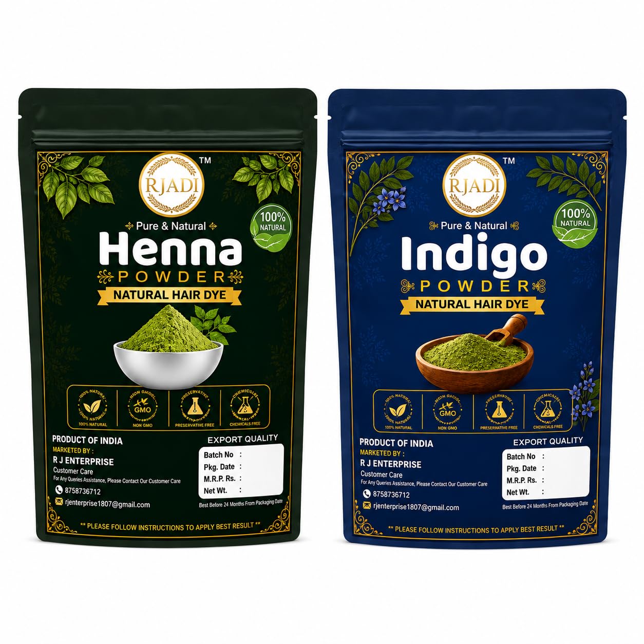 Henna Powder + Indigo Powder For Hair Color- Each 100 Gram (200 g)-image-41