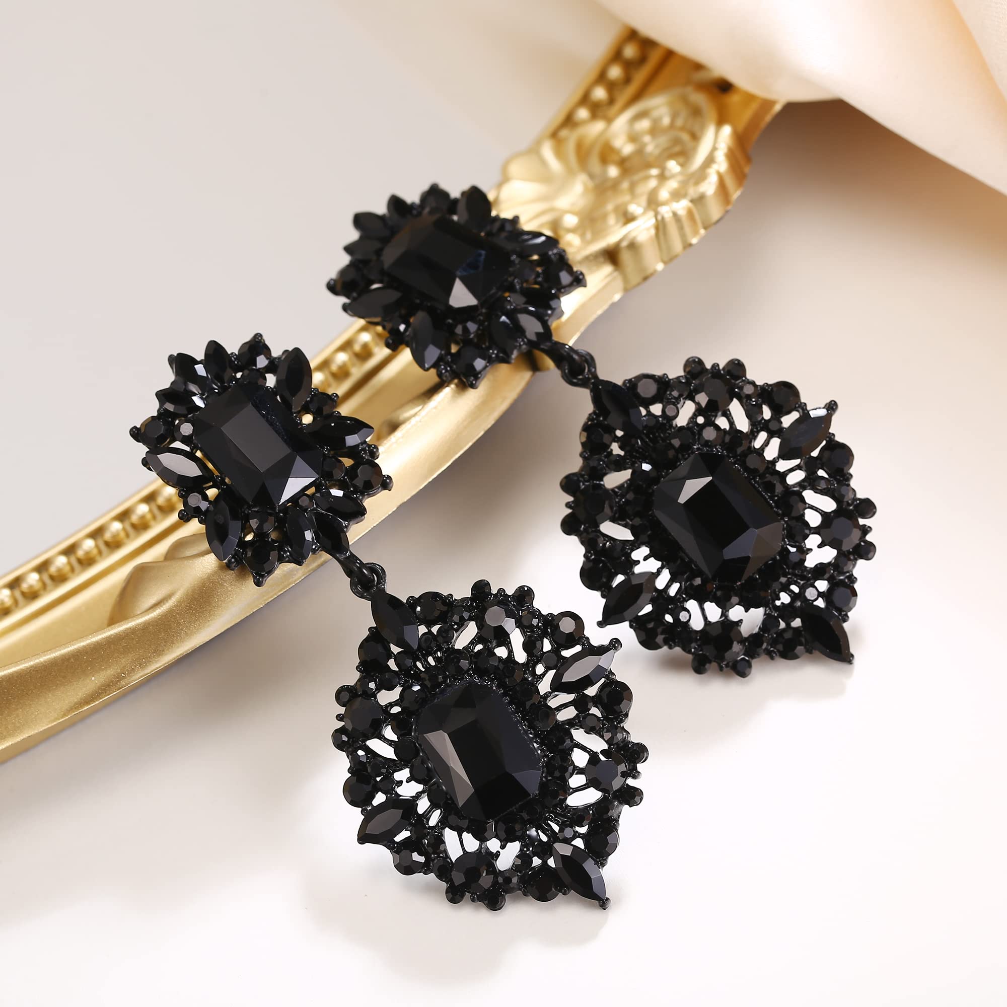EVER FAITH Ohrclips Art Deco Vintage-Stil Party Gatsby Baumeln Chandelier Clips on Ohrringe für Damen Klar Silber-Ton