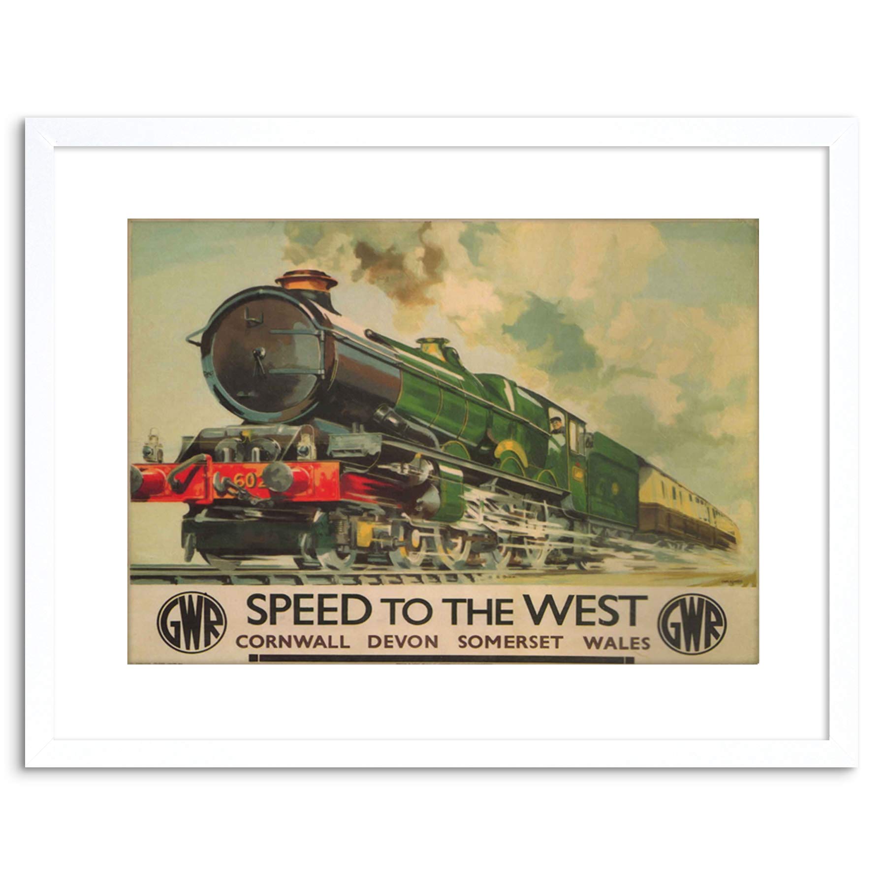 Wee Blue Coo 9x7 '' GWR RAILWAY TRAIN STEAM ENGINE CORNWALL WALES FRAMED ART PRINT F97X1242