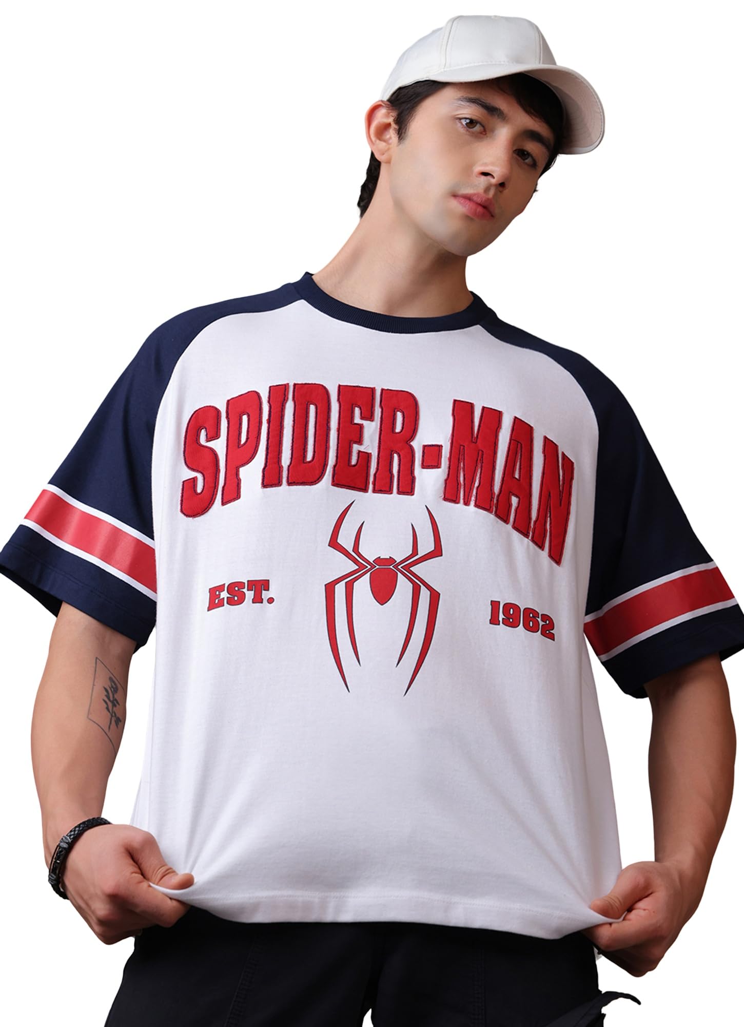 free authority Official Marvel Spider-Man Brand New Day Graphic Printed Men's Oversized Fit T-Shirt | Pure Cotton Crew Neck Half Sleeve Casual Summer Tee-picture-28