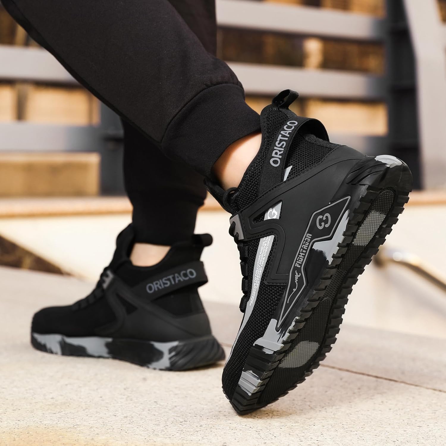 ORISTACO Work Safety Crew Boots Lightweight Breathable Industry Construction Steel Toe Sneakers - Image 7