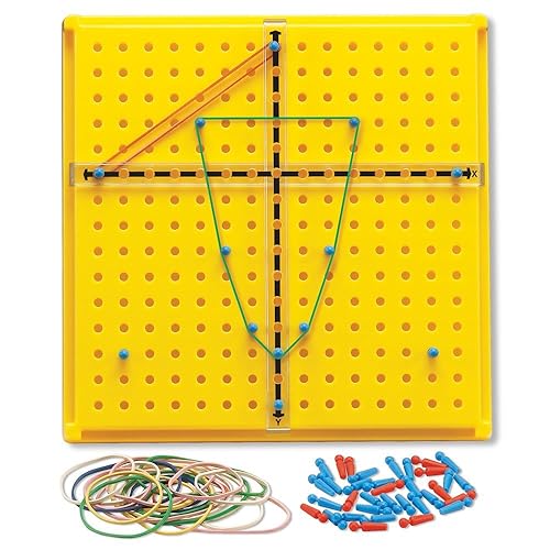 hand2mind Tablero de clavijas de coordenadas XY (eje X-Y movible), geoboards con bandas de goma, tablero de geometría, manipuladores de matemáticas
