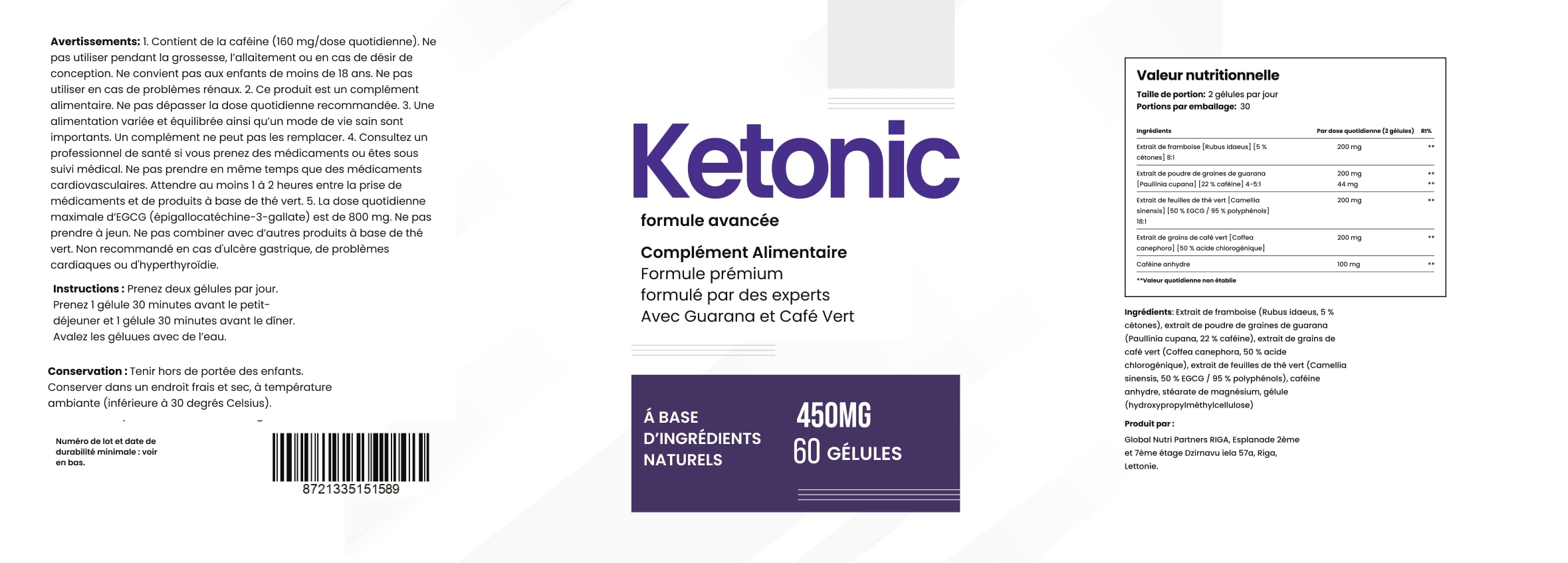 Ketonic – Complément alimentaire d’inspiration végétale aux plantes actives, 450 mg – 60 capsules