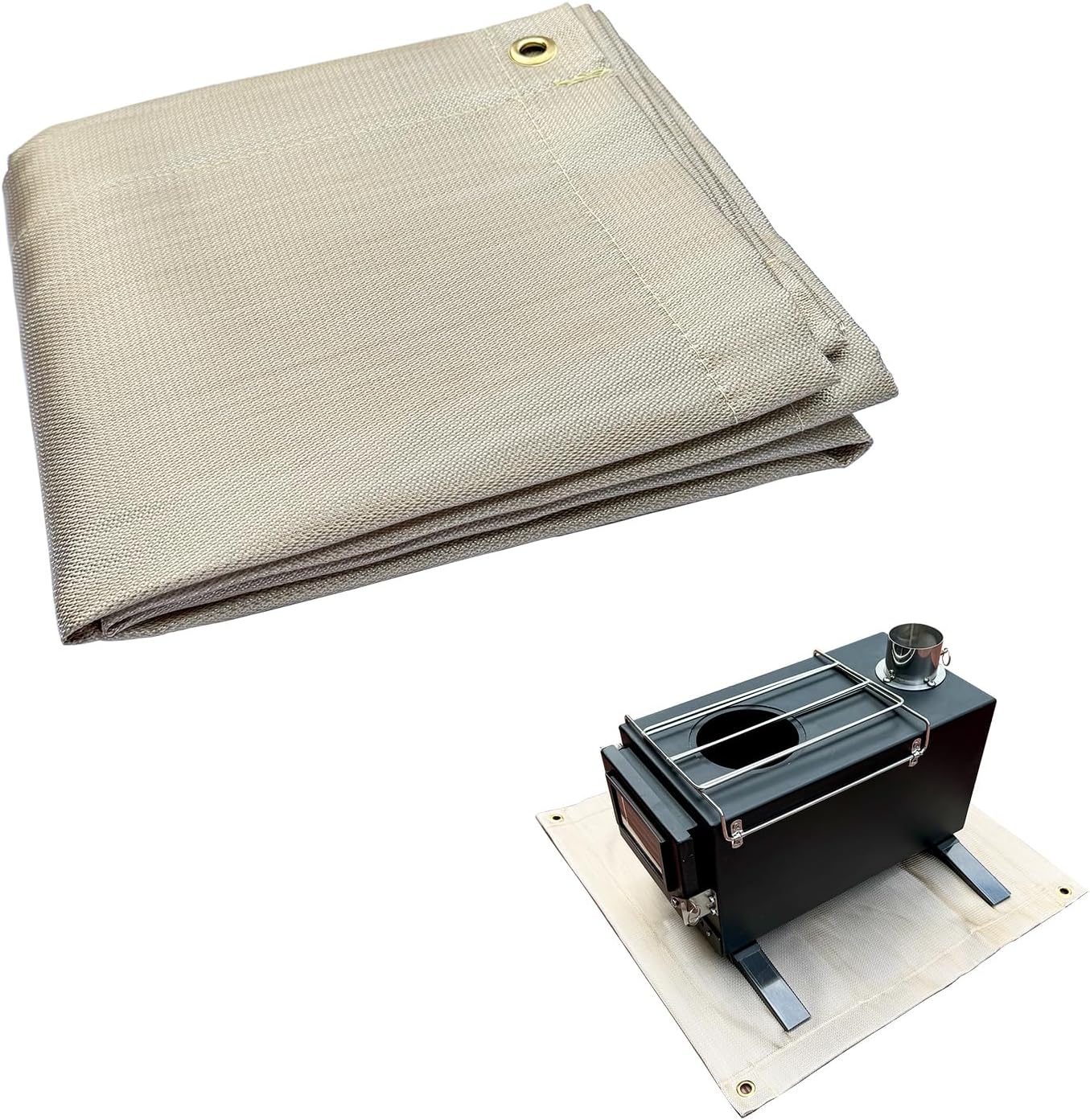 SoloWilder Wood Stove Mat 32" x 20" Fire Pit Grill Mat for Tent Stove Deck Patio