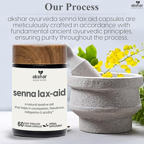 Miniatura 9 de AKSHAR Ayurveda - Senna Lax Aid - Alivio del estreñimiento y laxante a base de hierbas - Suplemento natural de hinchazón, gas, indigestión y