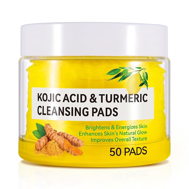 Pads de limpeza facial e corporal com cúrcuma e ácido kójico, 50 unidades