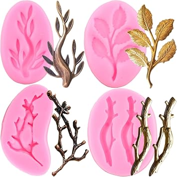 ZiXiang Tree Branch Silicone Mold Twig Branch Leaves Fondant Molds Set Of 4