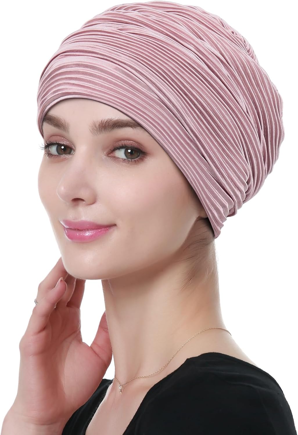 Alnorm Pleated Turban Classy Wraps Gifts Chemo Headwear for Women - Image 2