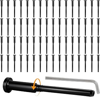 65-Pack 1/8" Black T316 Stainless Steel Cable Railing Hardware Kit – Invisible Swage Stud End & Receiver Threaded Fitting for 2x2 Wood/Metal Posts, Deck Stair Railing System, DIY Bulk Set