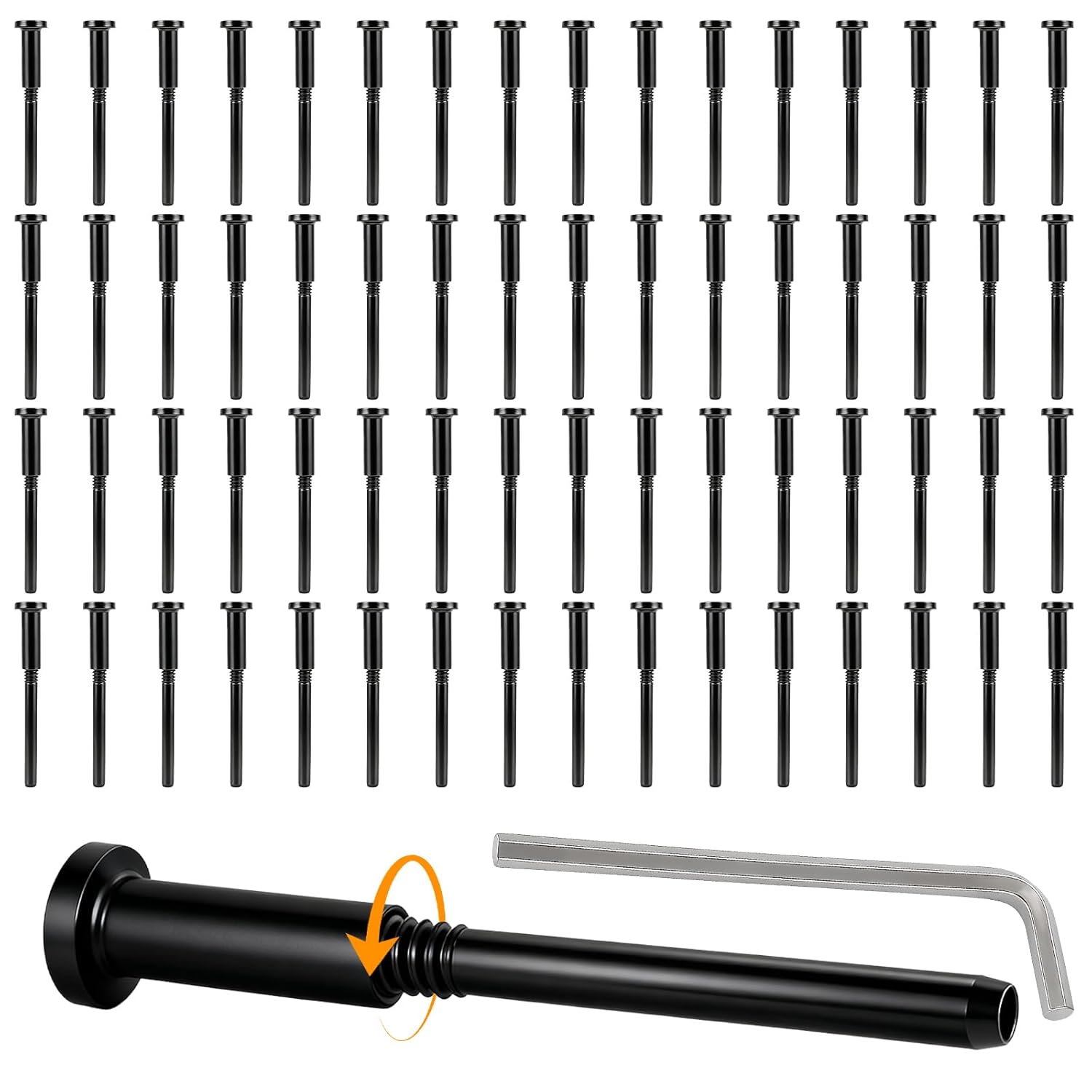 65-Pack 1/8" Black T316 Stainless Steel Cable Railing Hardware Kit – Invisible Swage Stud End & Receiver Threaded Fitting for 2x2 Wood/Metal Posts, Deck Stair Railing System, DIY Bulk Set