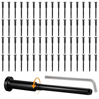 65-Pack 1/8" Black T316 Stainless Steel Cable Railing Hardware Kit Invisible Swage Stud End & Receiver Threaded Fitting for 2x2 Wood/Metal Posts, Deck Stair Railing System, DIY Bulk Set