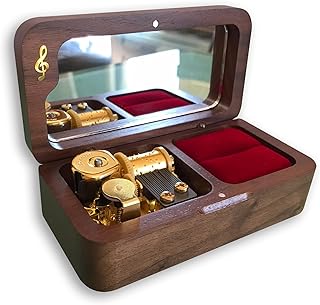 BinkeGG Play (London Bridge) Walnut Wind up Wooden Music Box Jewelry Box with Sankyo Musical Movement (65 Tunes Option)