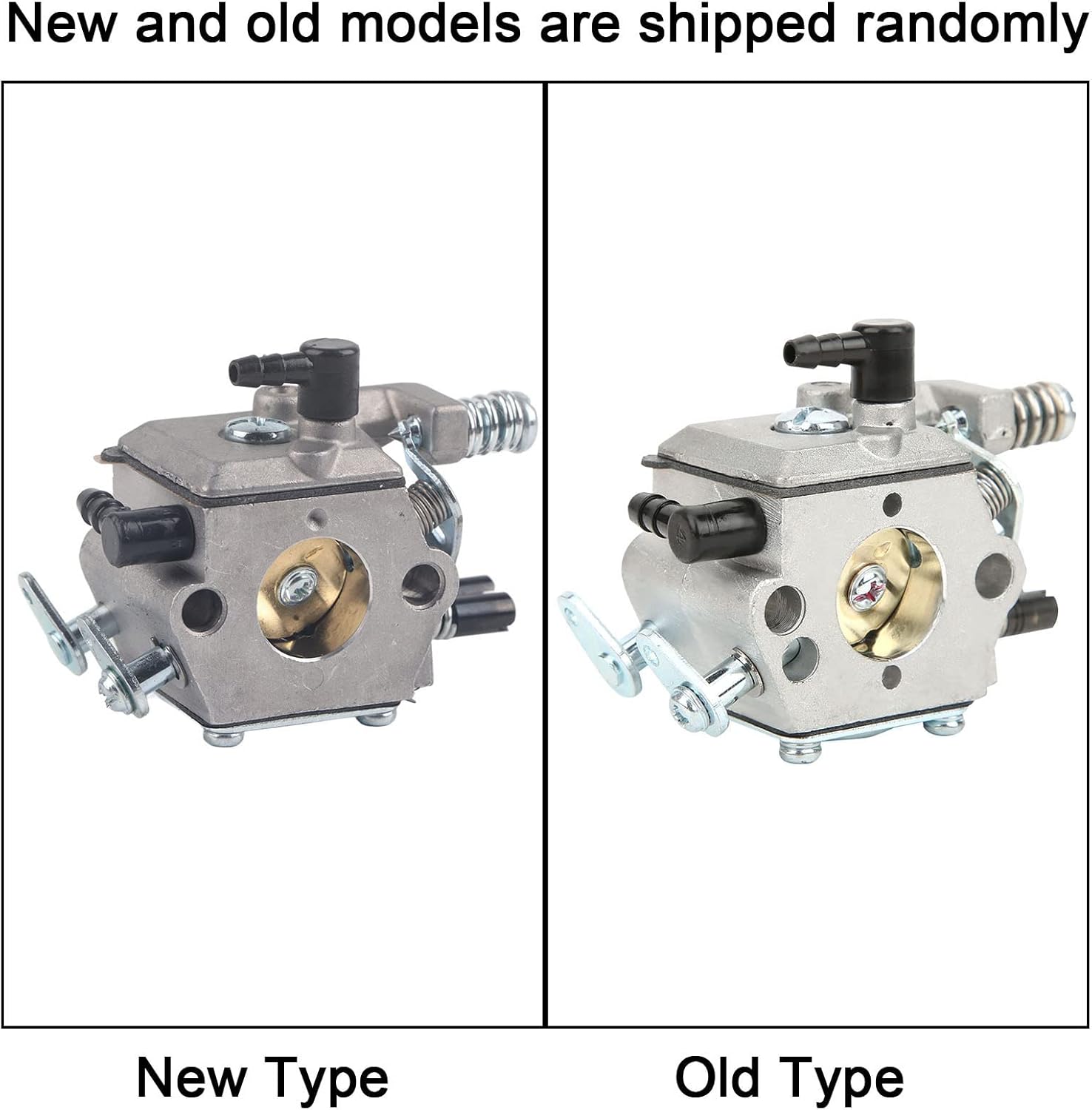 Walfront chainsaw carburetor with key features listed: Application for 5200 4500 5800 52CC 45CC 58CC chainsaws, complete accessories, anodized surface, good wear resistance, perfect match, high quality die-casting aluminum material, durable in use.