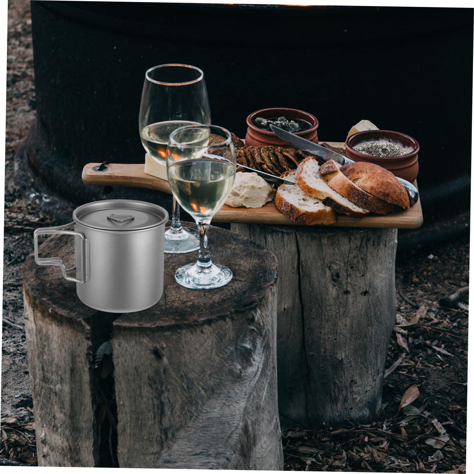 VALICLUD Faltbarer Titan-kaffeebecher mit Deckel Campingbecher als Teebecher mit Sieb Tragbares Kochgeschirr für Outdoor-aktivitäten Wie Wandern und Reisen