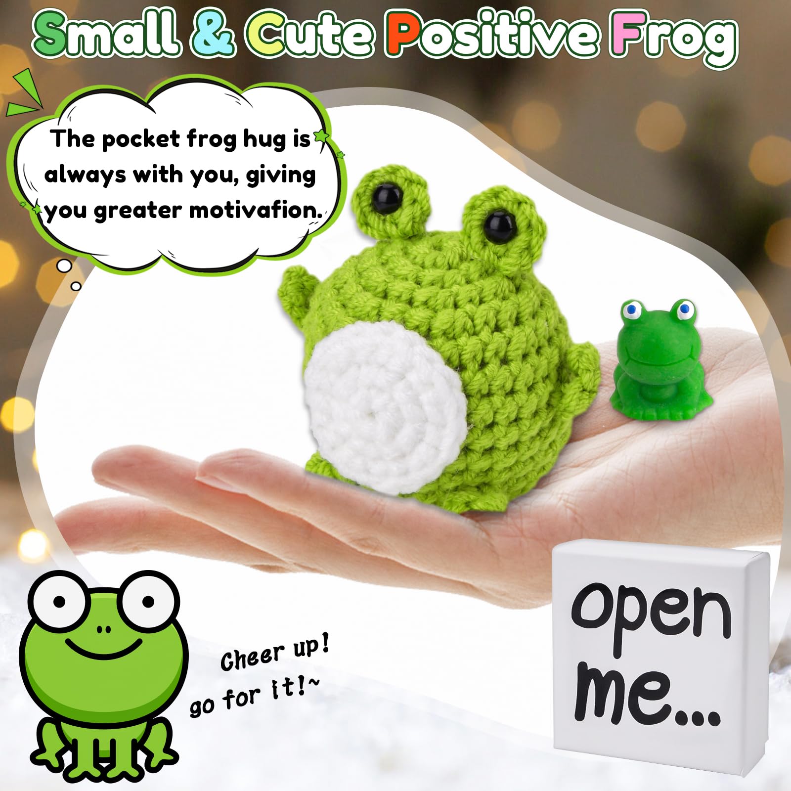 Frog in Open Me Gift Box, I Love You Gifts for Her Him Positive Frog Gifts, Pocket Hug Emotional Support Gifts - Image 3